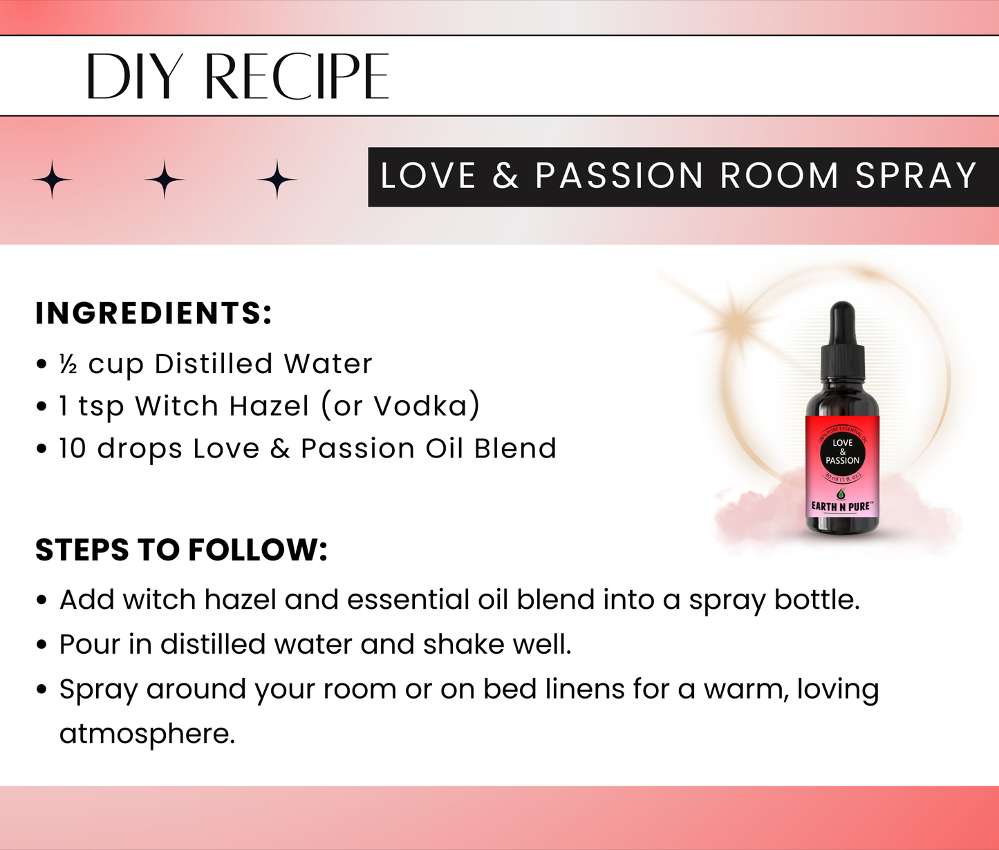 Earth N Pure Love & Passion Essential Oil Blend – Romantic Aroma Oil for Mood Uplift & Relaxation