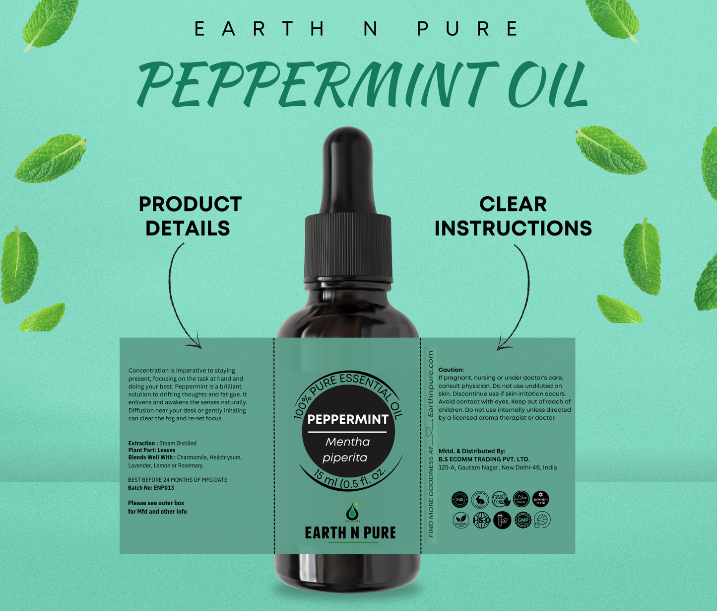 Peppermint Oil for Skin Care, Hair Growth & Aromatherapy