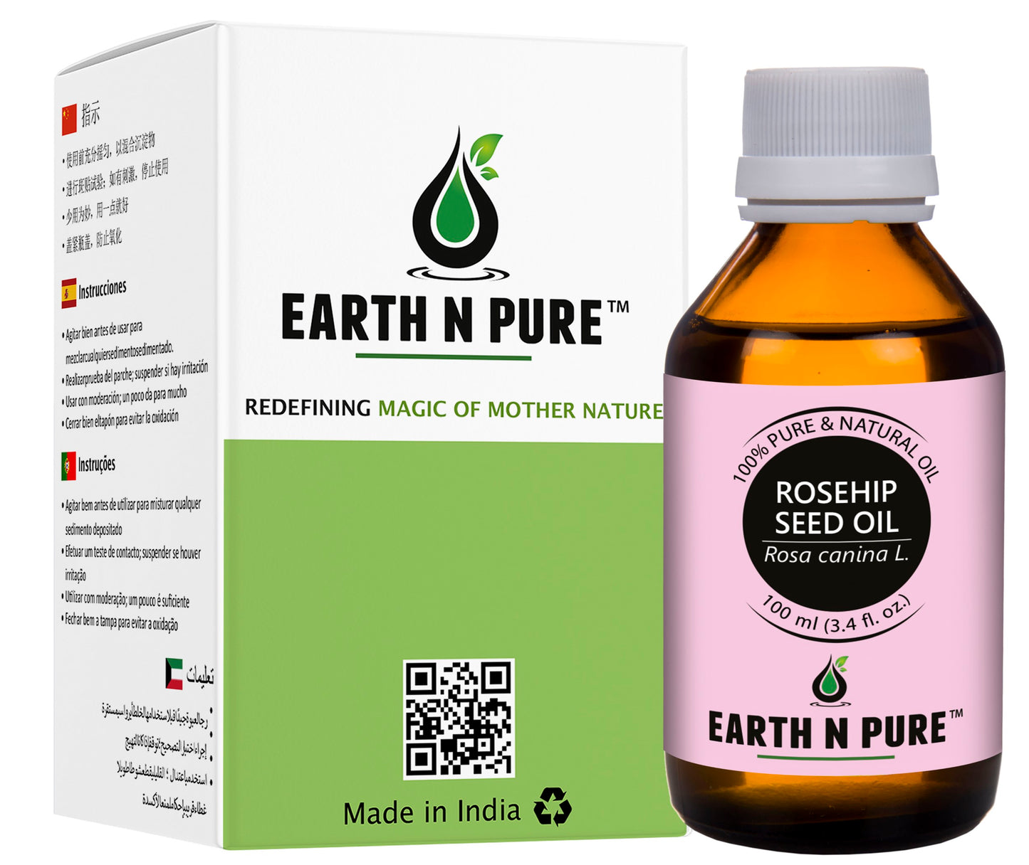 Earth N Pure 100% Pure Rosehip Oil for Glowing Skin & Hair Care
