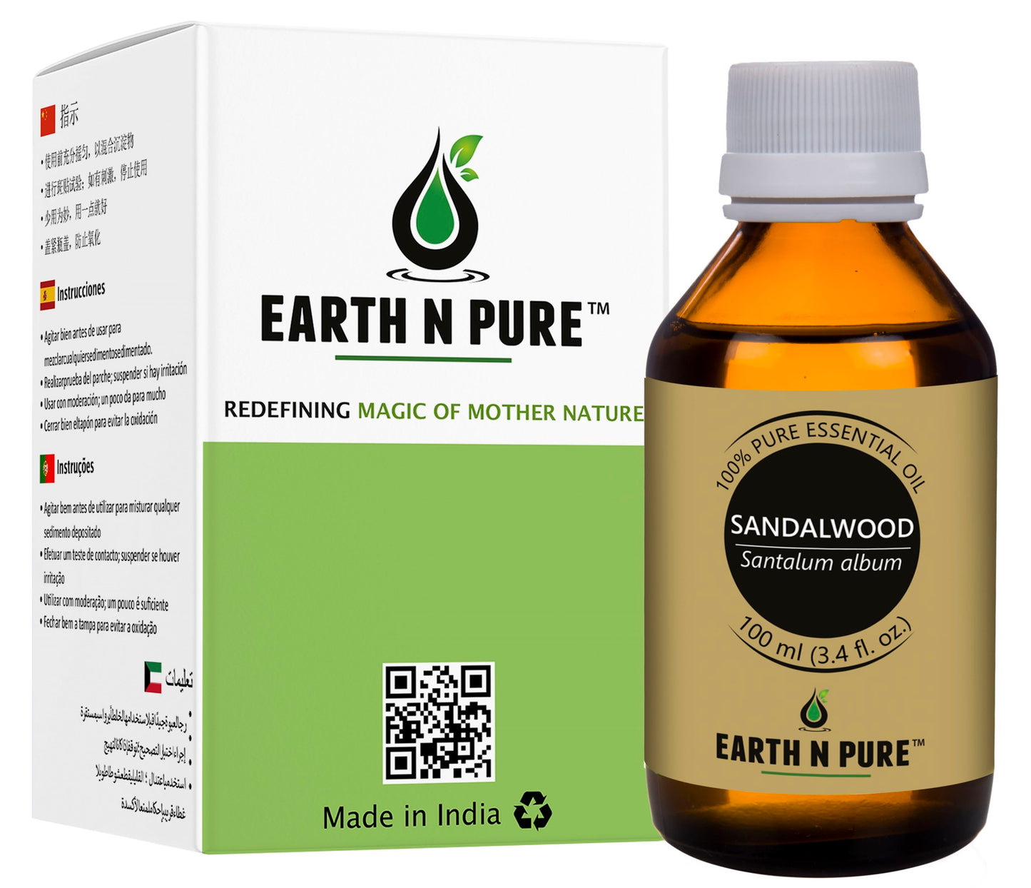 Earth N Pure Pure Sandalwood Essential Oil – 100% Natural for Skin Care, Hair Care & Aromatherapy