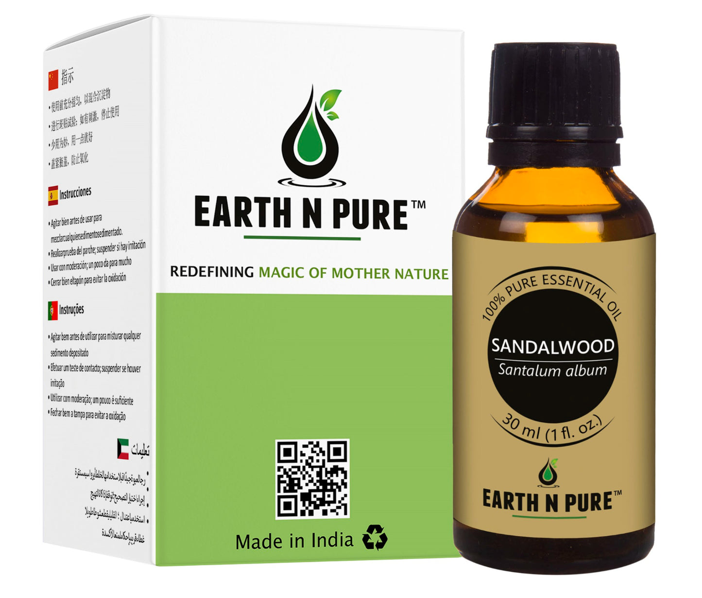 Earth N Pure Pure Sandalwood Essential Oil – 100% Natural for Skin Care, Hair Care & Aromatherapy