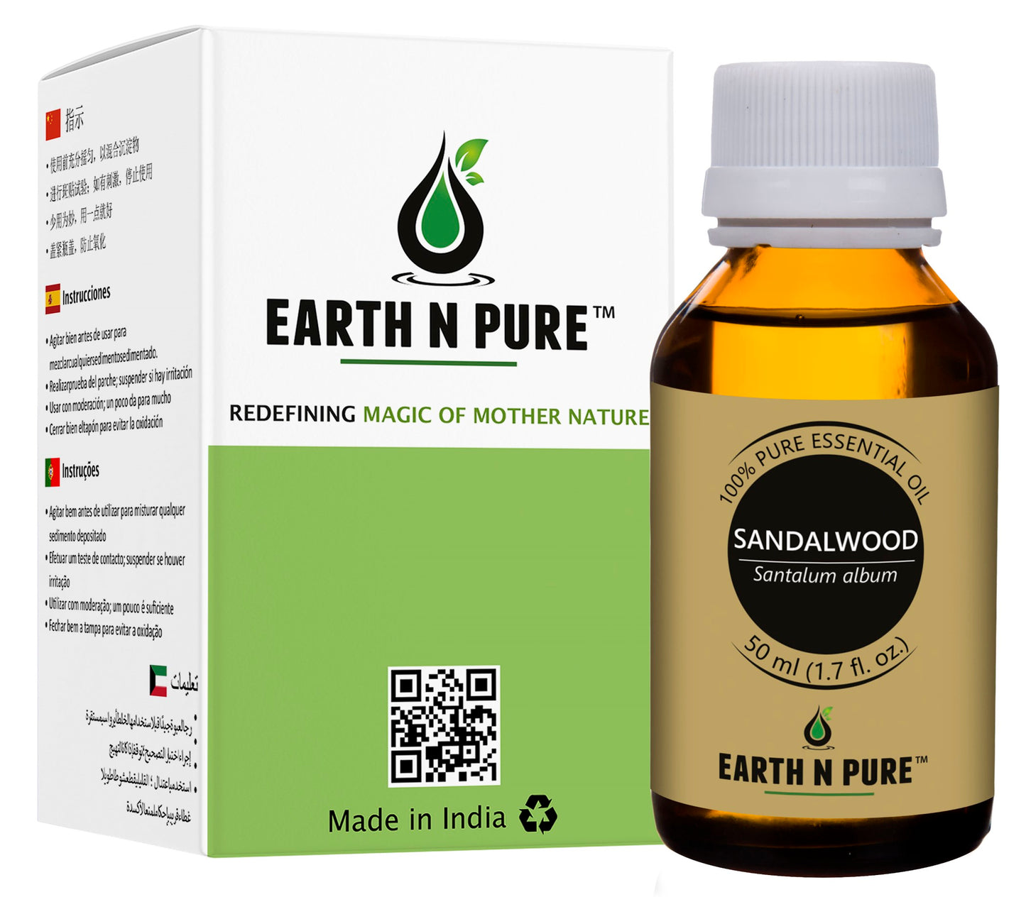 Earth N Pure Pure Sandalwood Essential Oil – 100% Natural for Skin Care, Hair Care & Aromatherapy