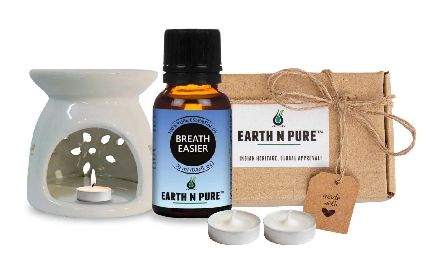 Earth N Pure Breathe Easier Essential Oil Blend 10ml with Diffuser Set – Aromatherapy for Respiratory Relief & Wellness