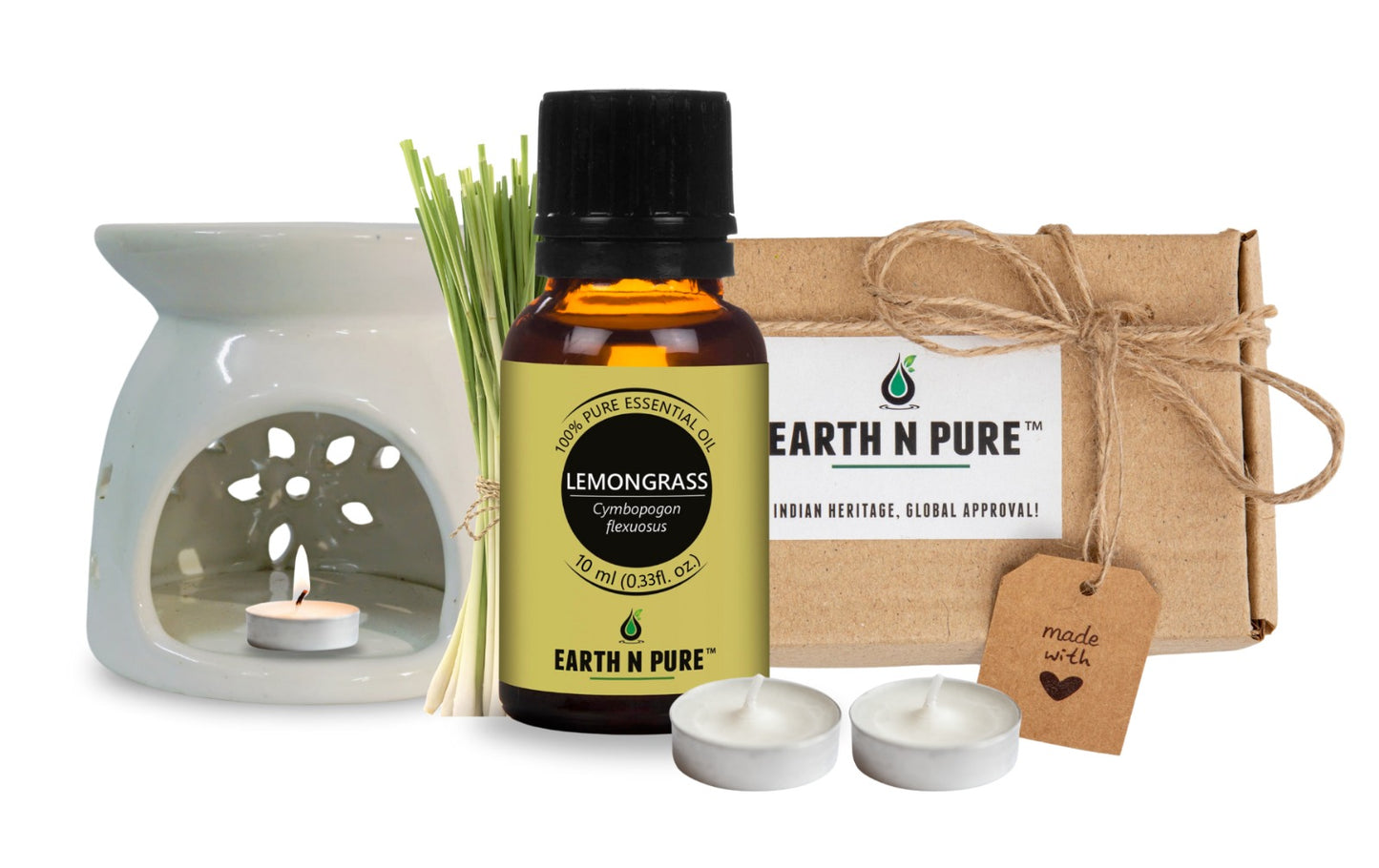 Earth N Pure 10 ml Lemongrass Essential Oil Diffuser Set – Natural Aromatherapy Oil