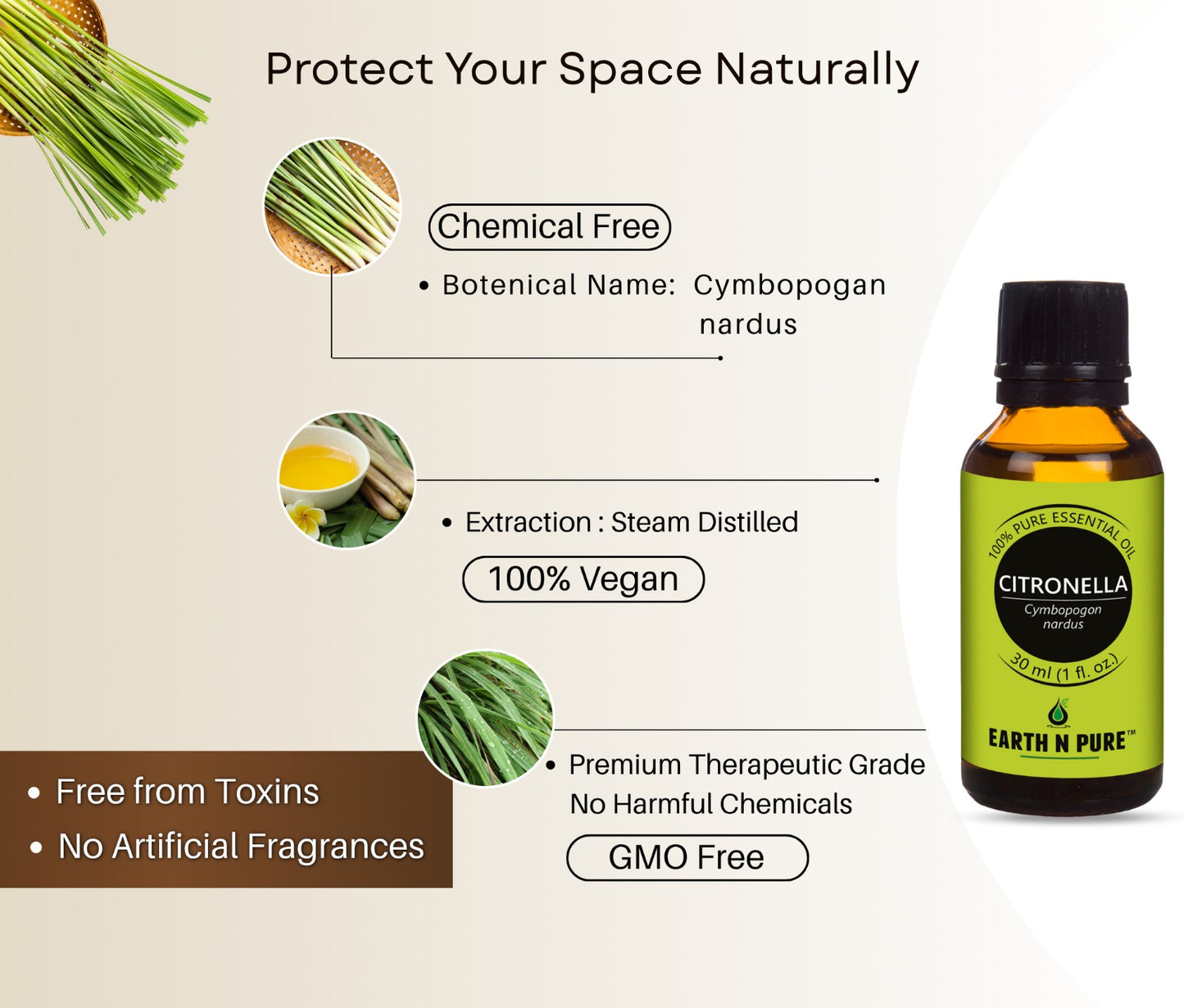 Earth n Pure Citronella Oil for Natural Outdoor Freshness Pack of 2