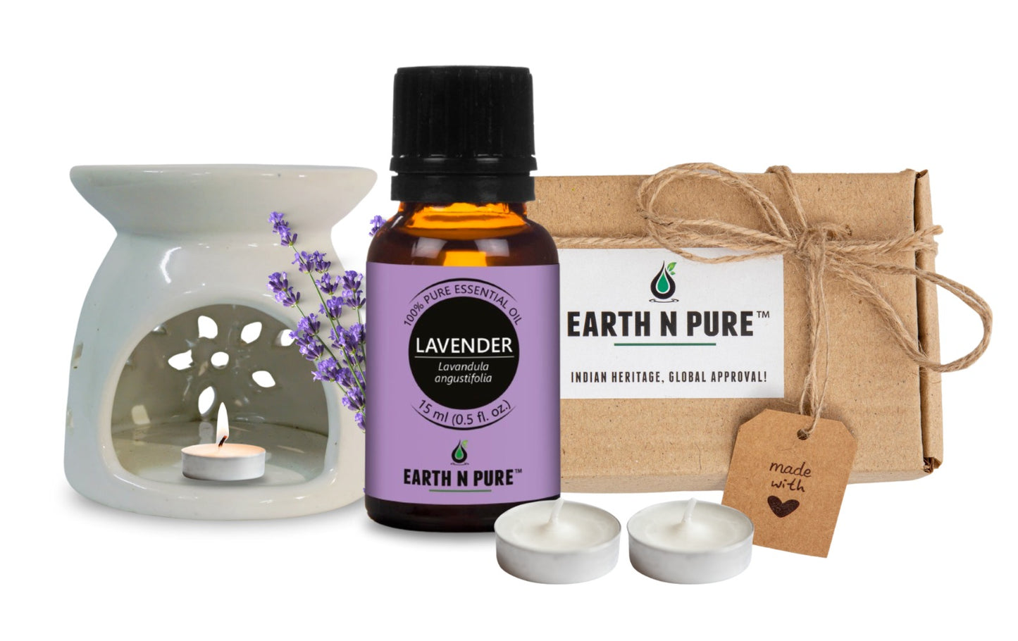 Earth N Pure 10 ml Lavender Essential Oil with Diffuser Set – Aromatherapy Relaxation & Wellness