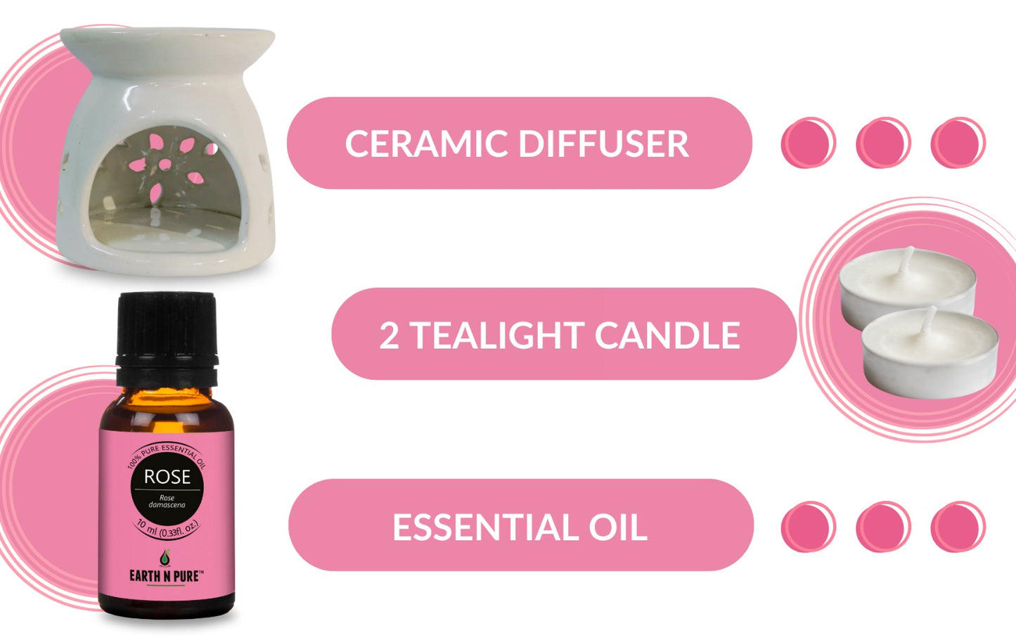Diffuser Burner with 10Ml Rose Oil