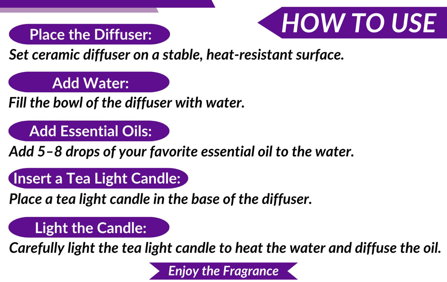 Earth N Pure Diffuser Set with 10ml Sleep Easy essential Oil Blend, Tea Light Candles | Aromatherapy Home Fragrance