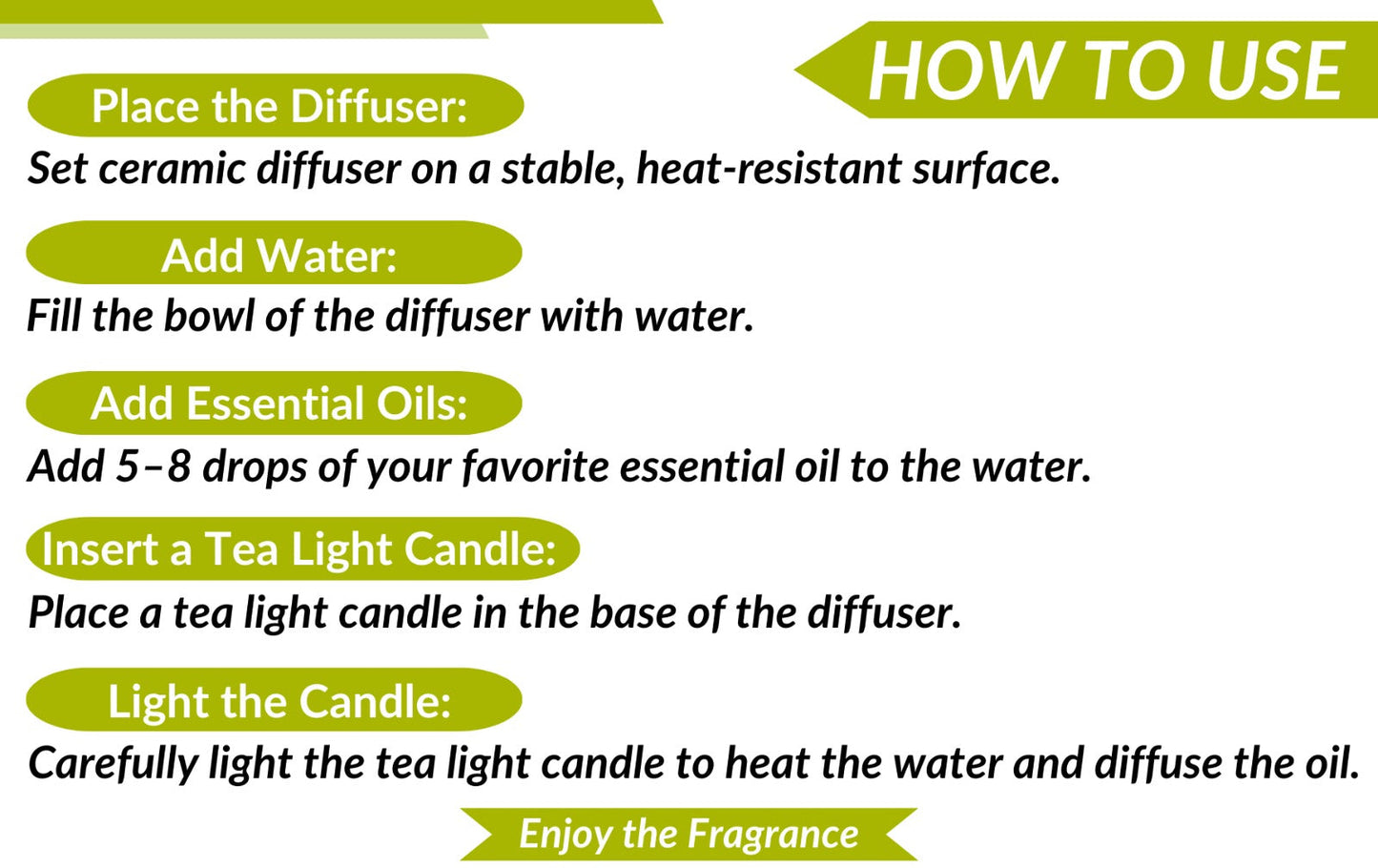 Earth N Pure Diffuser Set with 10ml Tea Tree Oil, Tea Light Candles | Aromatherapy Home Fragrance