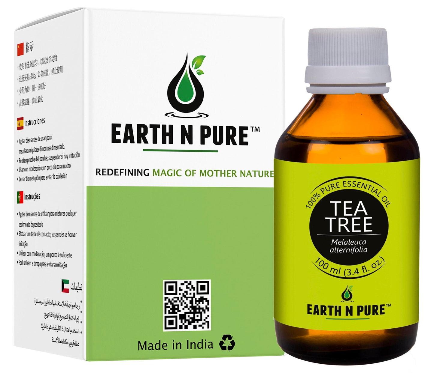 Earth N Pure Tea Tree Essential Oil – 100% Pure & Natural for Skin, Hair & Acne Care