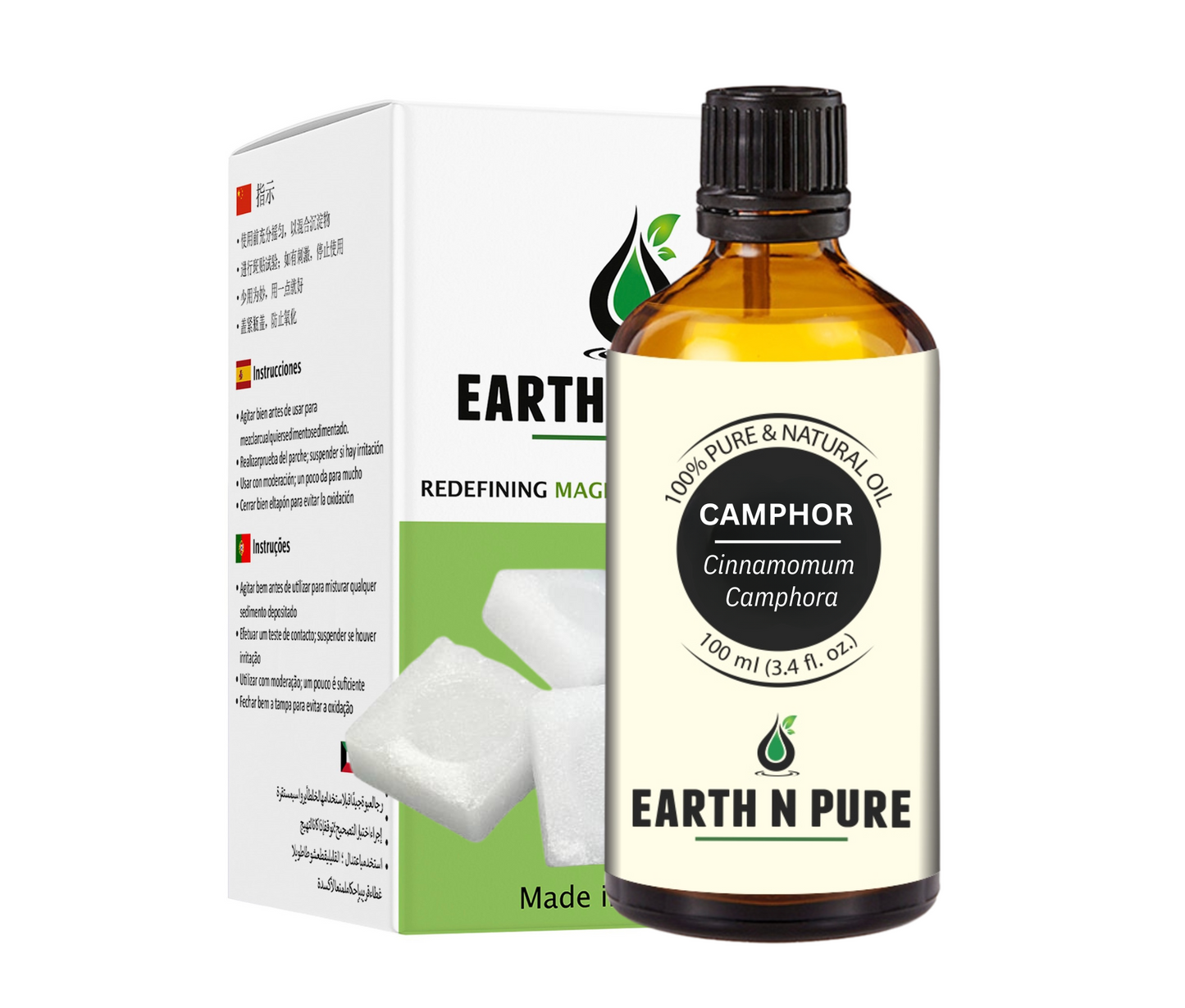 Earth N Pure Camphor Oil for Aromatherapy and Massage – Refreshing & Cooling Essential Oil