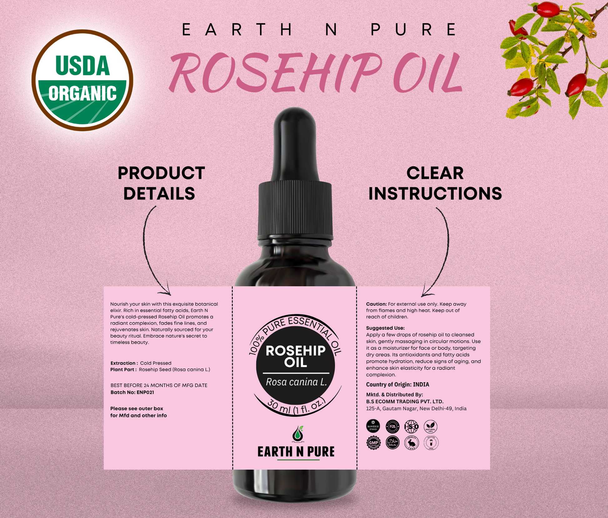 Rosehip Oil for glowing skin & anti-aging – Earth N Pure