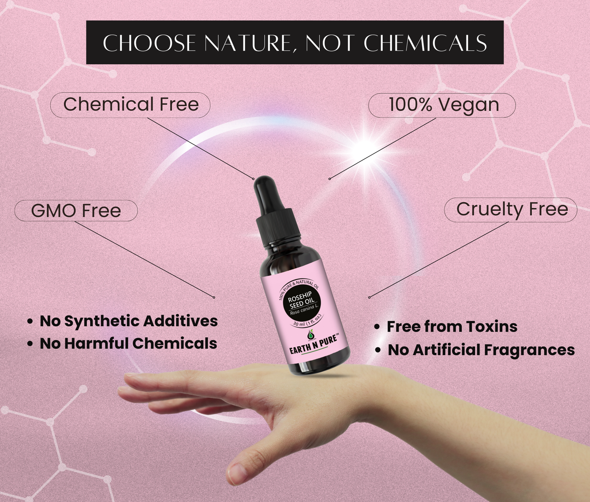 Earth N Pure Rosehip Oil for skin, face & hair care