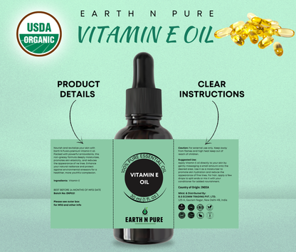 Earth N Pure Vitamin E Oil – 100% Pure & Natural Skin and Hair Care Oil