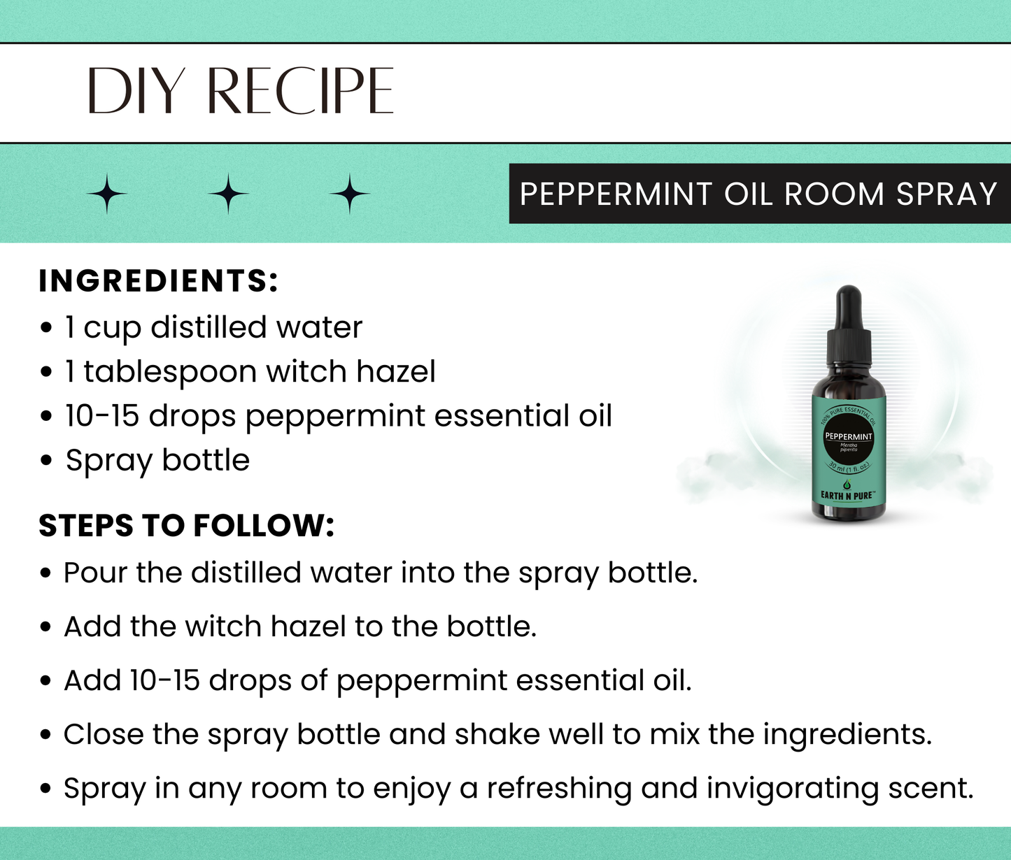 Earth N Pure Peppermint Oil | 100% Pure Essential Oil for Skin, Hair & Aromatherapy