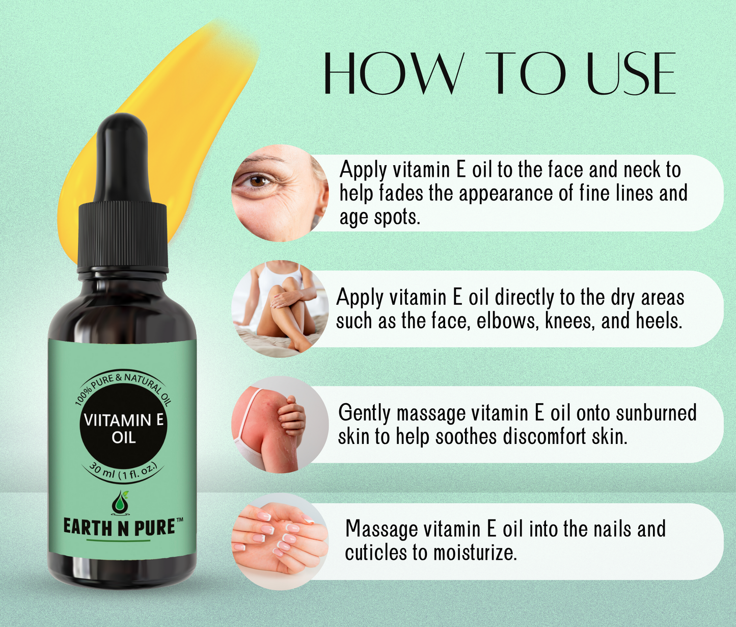 Earth N Pure Vitamin E Oil – 100% Pure & Natural Skin and Hair Care Oil