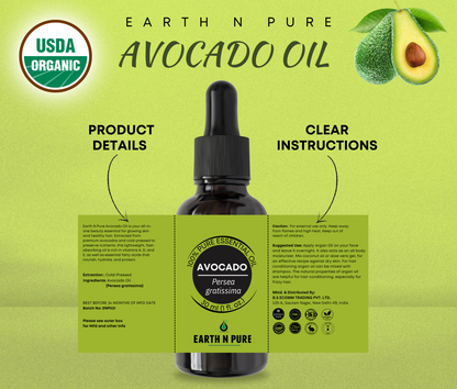 Earth n Pure Avocado Oil for Deep Skin and Hair Nourishment