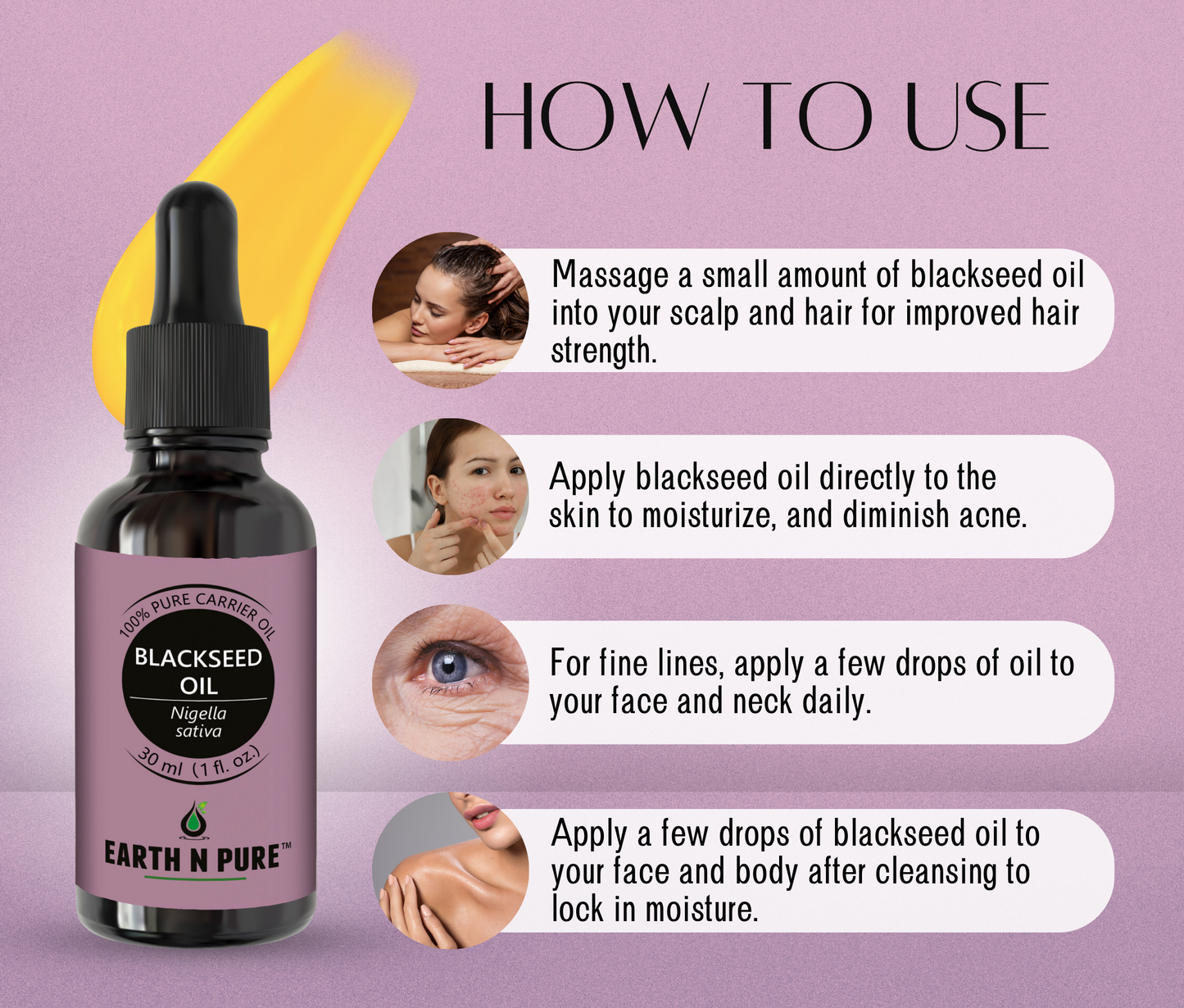 Earth n Pure Blackseed Oil for Hair Growth & Scalp Care