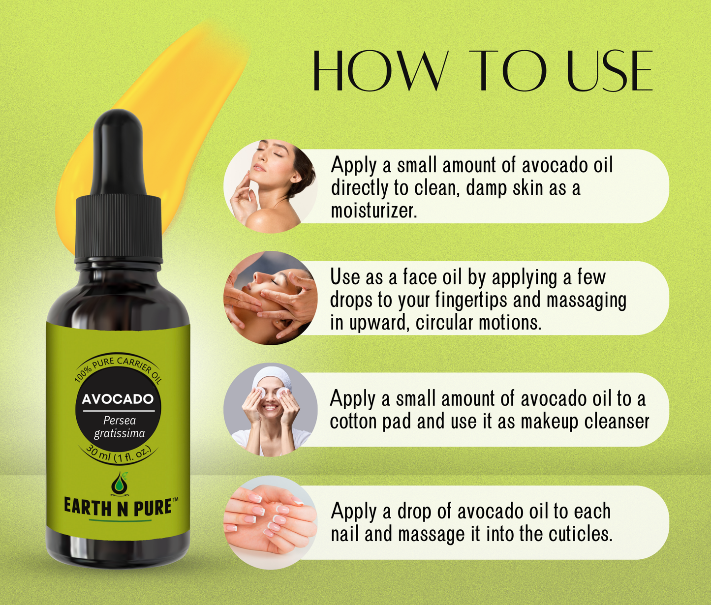 Earth n Pure Avocado Oil for Deep Skin and Hair Nourishment