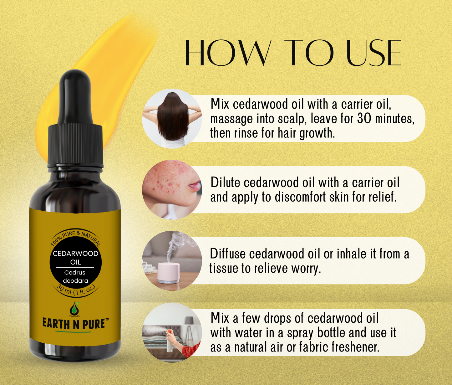 Earth n Pure Cedarwood Oil for Hair & Scalp Care