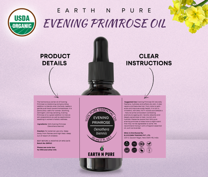 Earth N Pure Cold Pressed Evening Primrose Oil – Pure Oil for Skin, Hair & Face
