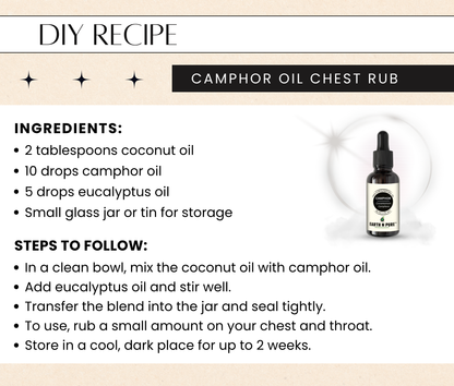 Earth N Pure Camphor Oil for Aromatherapy and Massage – Refreshing & Cooling Essential Oil