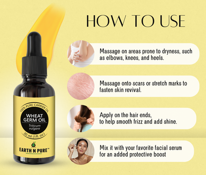 Earth N Pure Wheat Germ Oil – Cold Pressed, 100% Pure & Natural Skin and Hair Oil