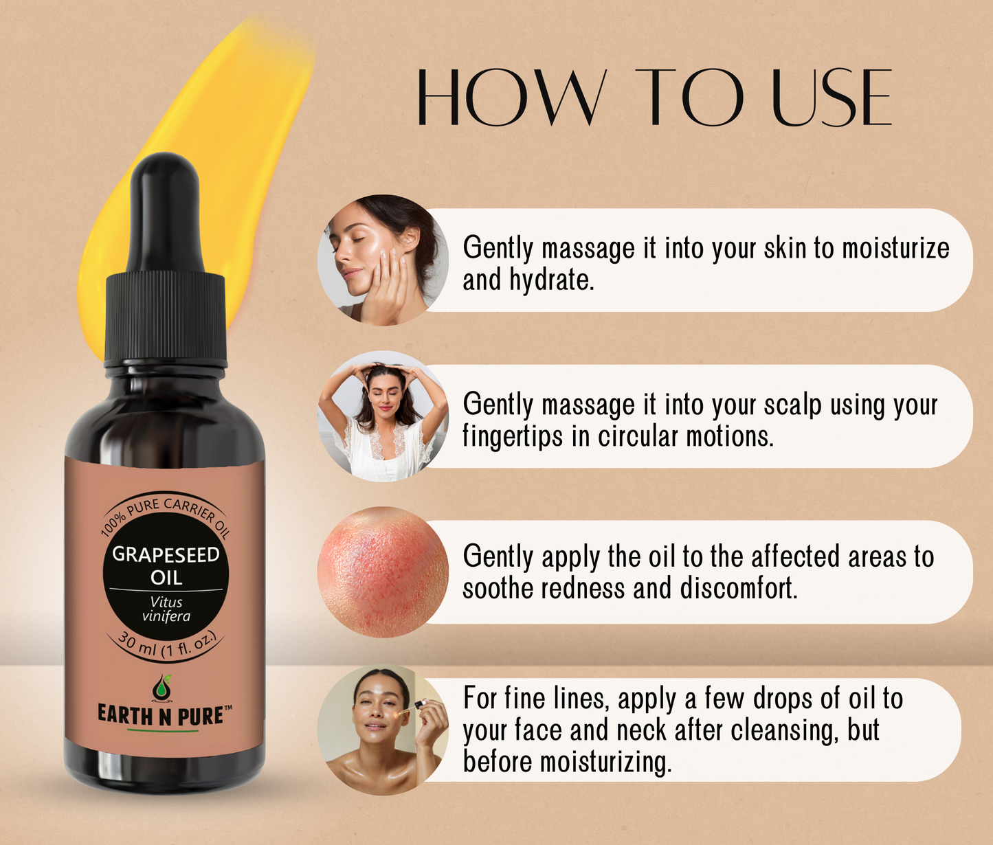 Earth n Pure Grapeseed Oil for Skin & Hair Care