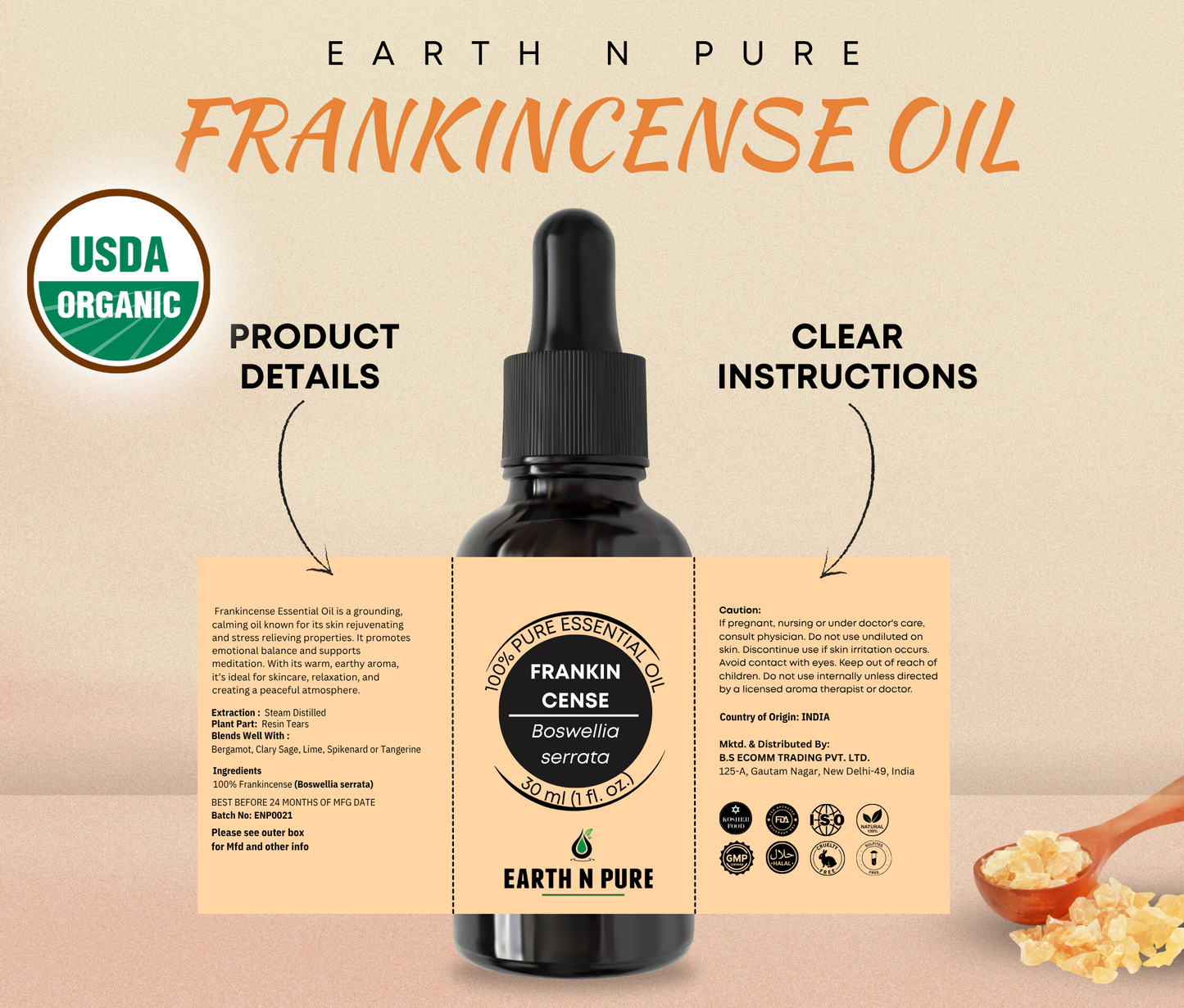 Earth N Pure Frankincense Oil – Pure Essential Oil for Skin, Hair & Wellness
