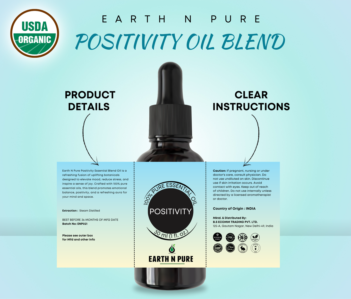 Earth n Pure Positivity Oil for Mood Uplift and Relaxation