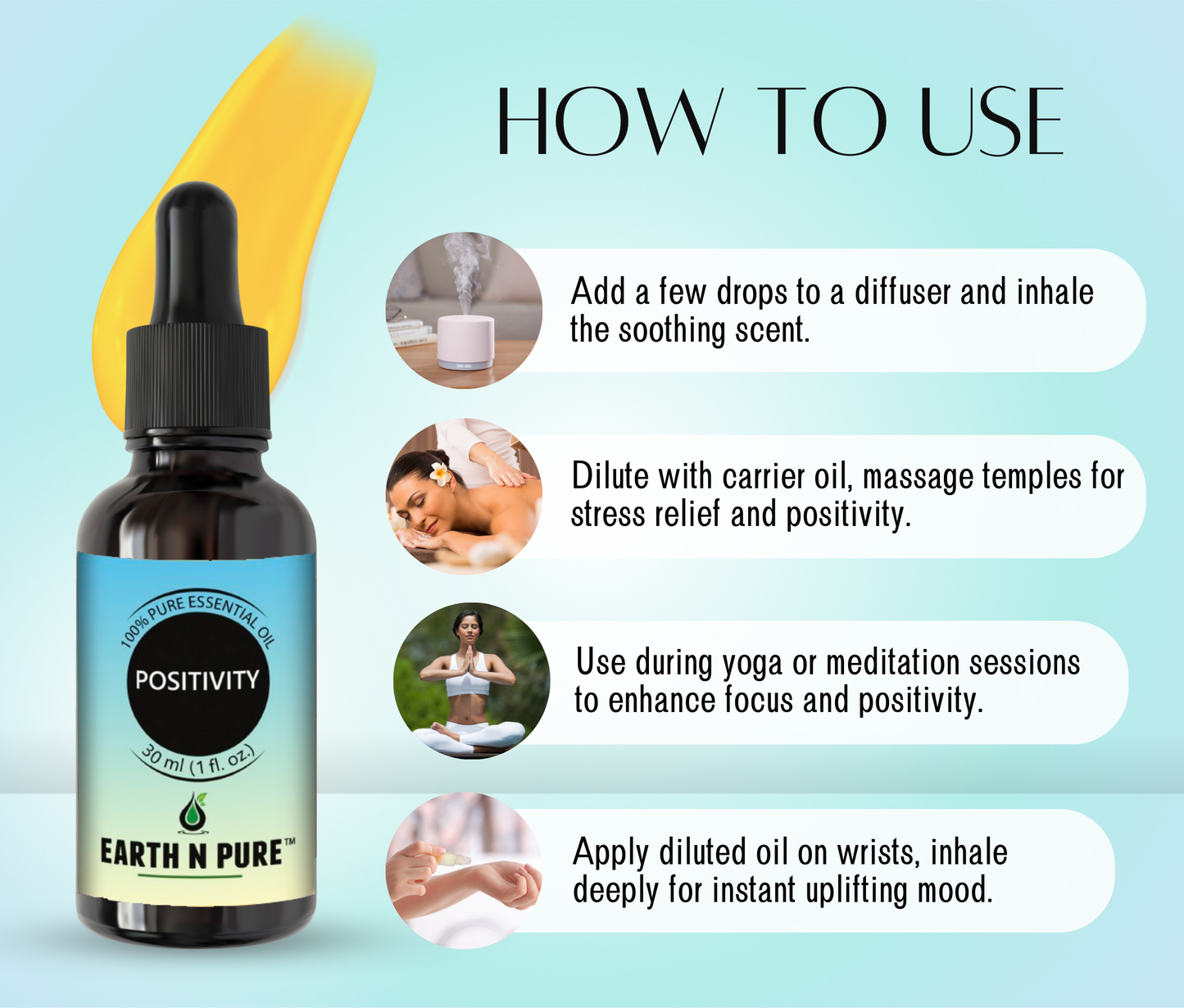 Earth n Pure Positivity Oil for Mood Uplift and Relaxation