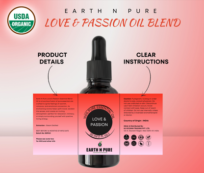 Earth N Pure Love & Passion Essential Oil Blend – Romantic Aroma Oil for Mood Uplift & Relaxation