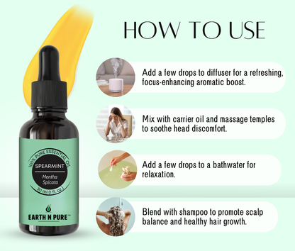 Earth n Pure Spearmint Oil for Refreshing Aromatherapy