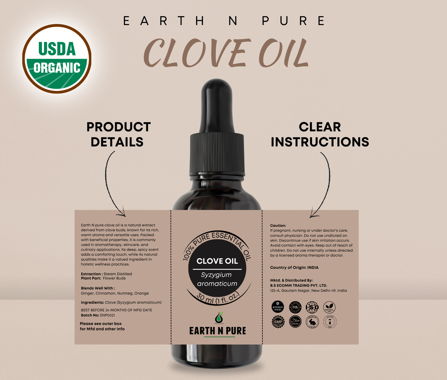 Earth n Pure Clove Oil for Aromatherapy & Wellness