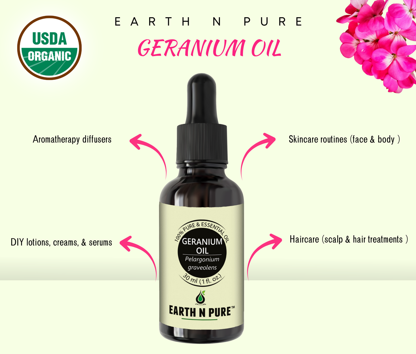 Earth n Pure Geranium Oil for Healthy Skin Glow