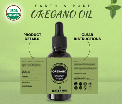 Earth N Pure Oregano Oil – 100% Pure & Natural Therapeutic Grade Essential Oil
