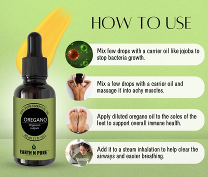 Earth N Pure Oregano Oil – 100% Pure & Natural Therapeutic Grade Essential Oil