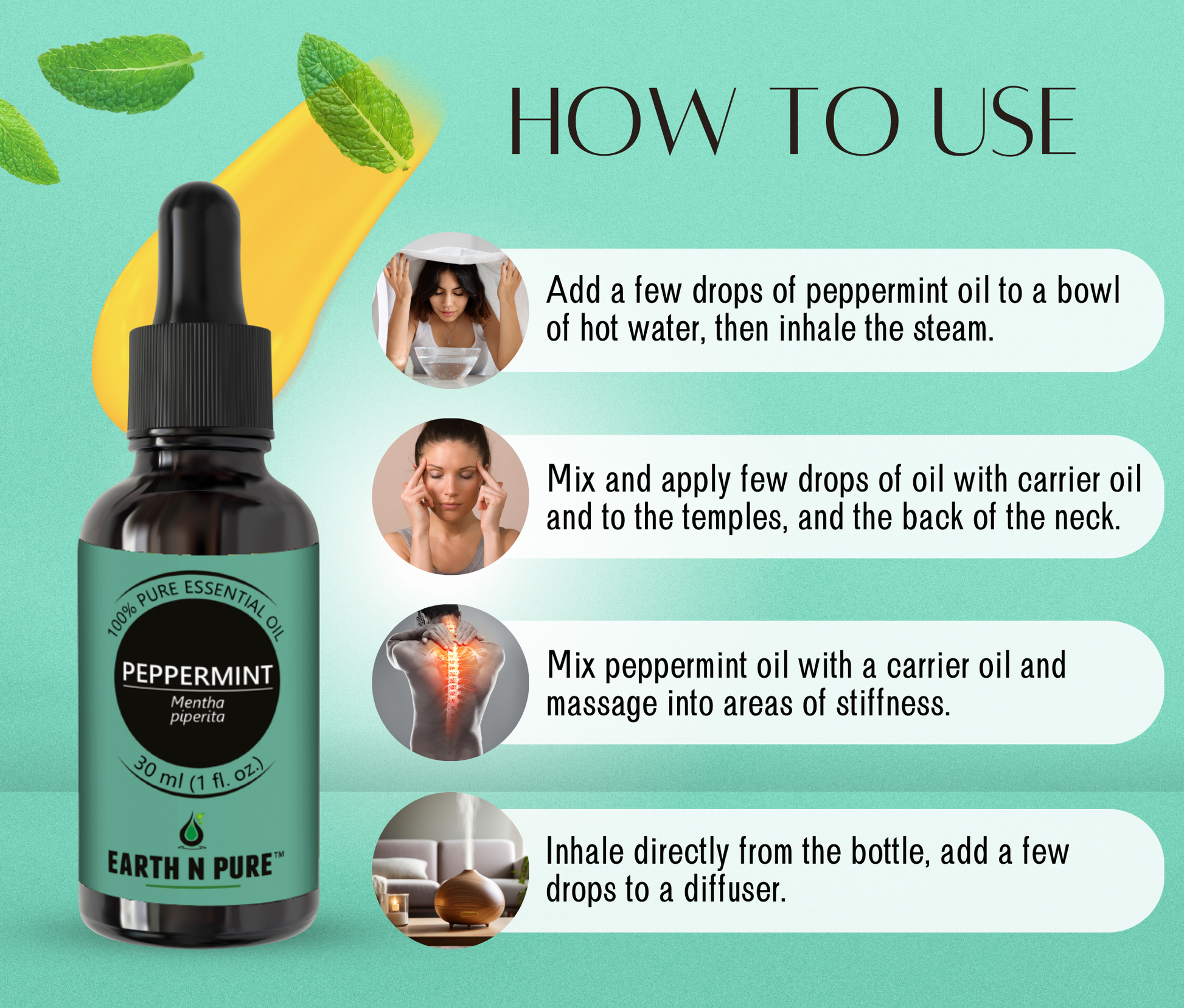 Natural Peppermint Essential Oil for Wellness & Relaxation