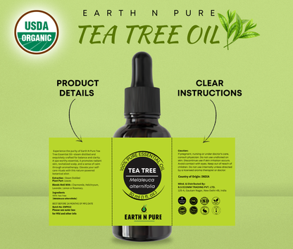 Earth N Pure Tea Tree Essential Oil – 100% Pure & Natural for Skin, Hair & Acne Care