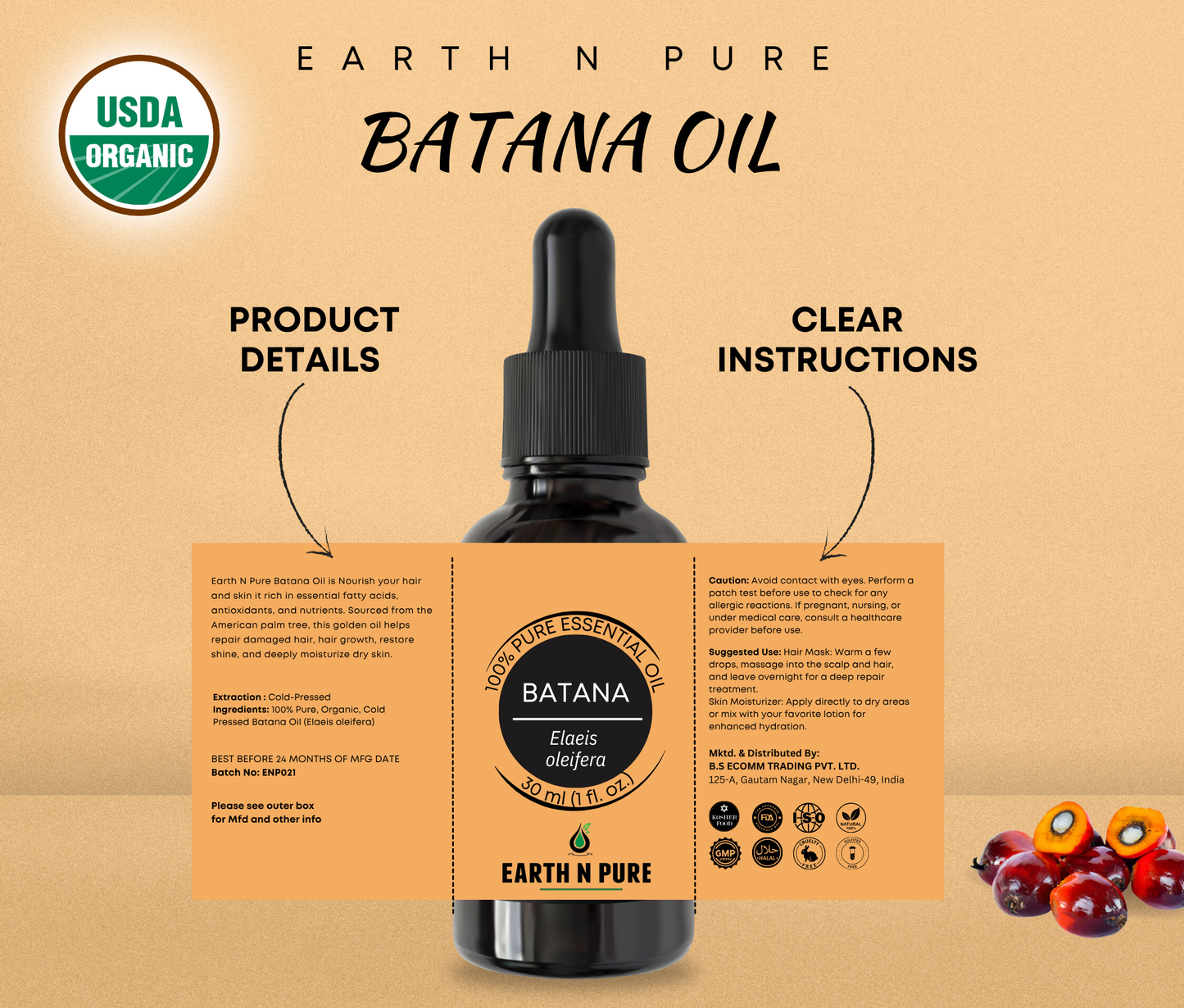 Earth n Pure Batana Oil for Stronger Hair Growth
