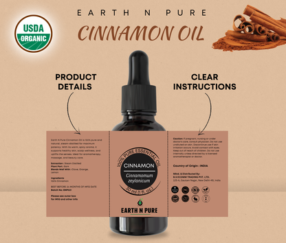 Earth n Pure Cinnamon Oil for Aromatherapy and Wellness