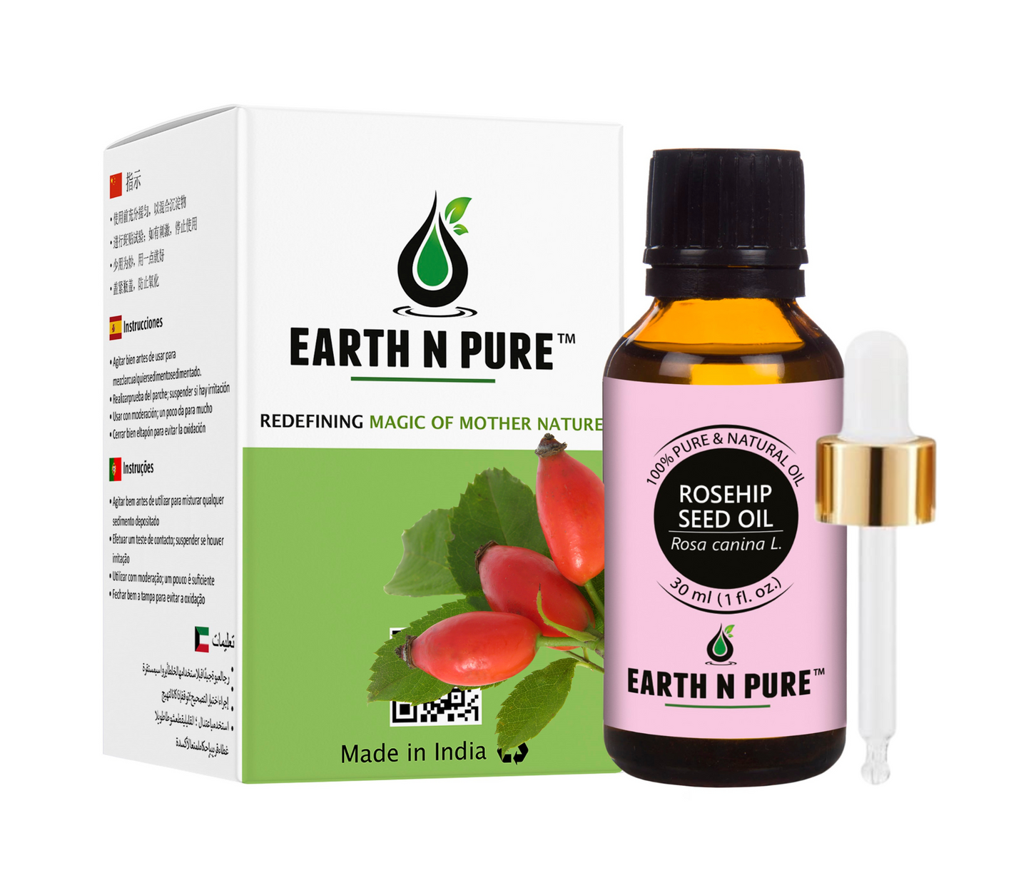 Earth N Pure 100% Pure Rosehip Oil for Glowing Skin & Hair Care