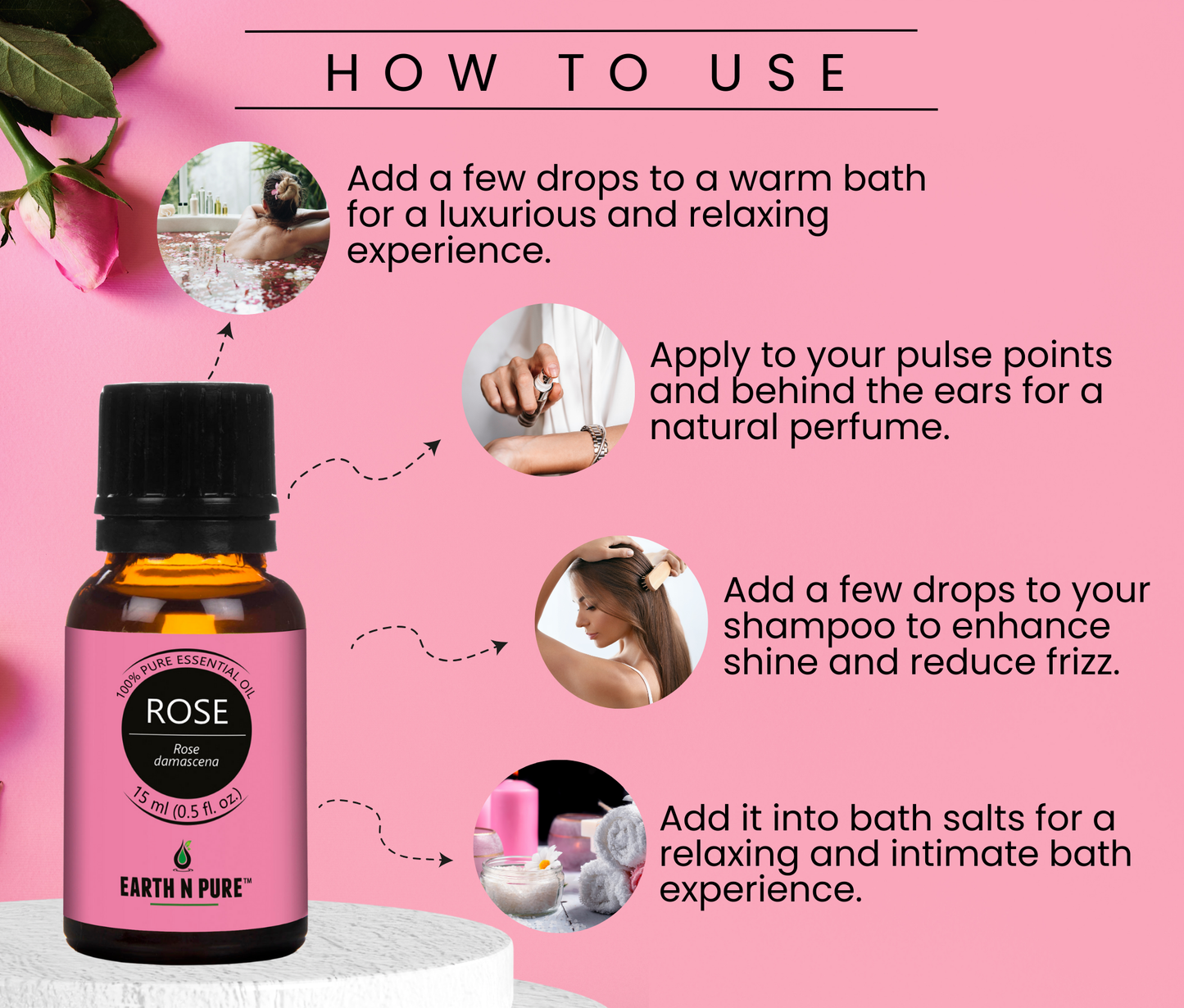 Earth N Pure Lavender, Sandalwood, Jasmine, Rose & Ylang Ylang Oil Pack Of 5 - 15ML