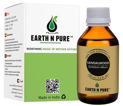 Earth N Pure Pure Sandalwood Essential Oil – 100% Natural for Skin Care, Hair Care & Aromatherapy