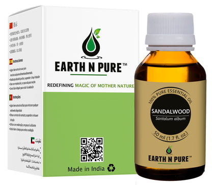 Earth N Pure Pure Sandalwood Essential Oil – 100% Natural for Skin Care, Hair Care & Aromatherapy
