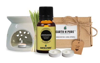 Earth N Pure 10 ml Lemongrass Essential Oil Diffuser Set – Natural Aromatherapy Oil