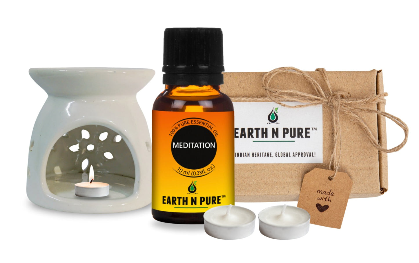 Earth N Pure 10ml Meditation Essential Oil Blend with Diffuser Set – Relax & Calm Mind