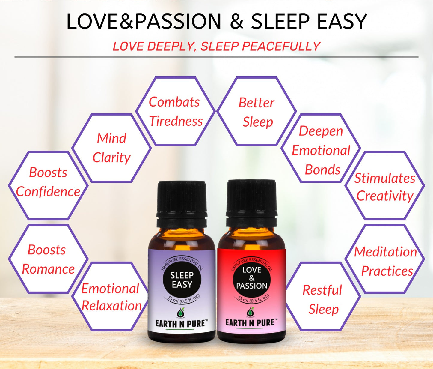 Essential Oil Blend- Pack of 2 | Love and Passion & Sleep Easy | 15ml each