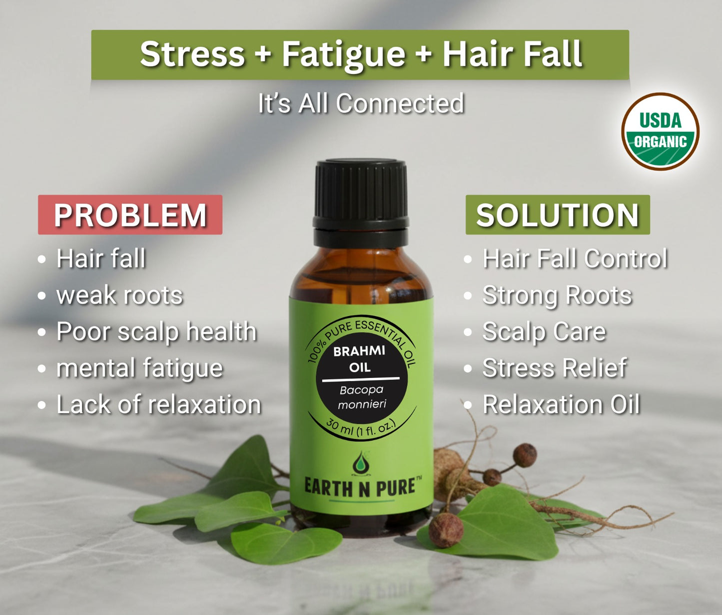 Earth N Pure Brahmi Oil – Pure Oil for Hair Growth & Scalp Care Oil
