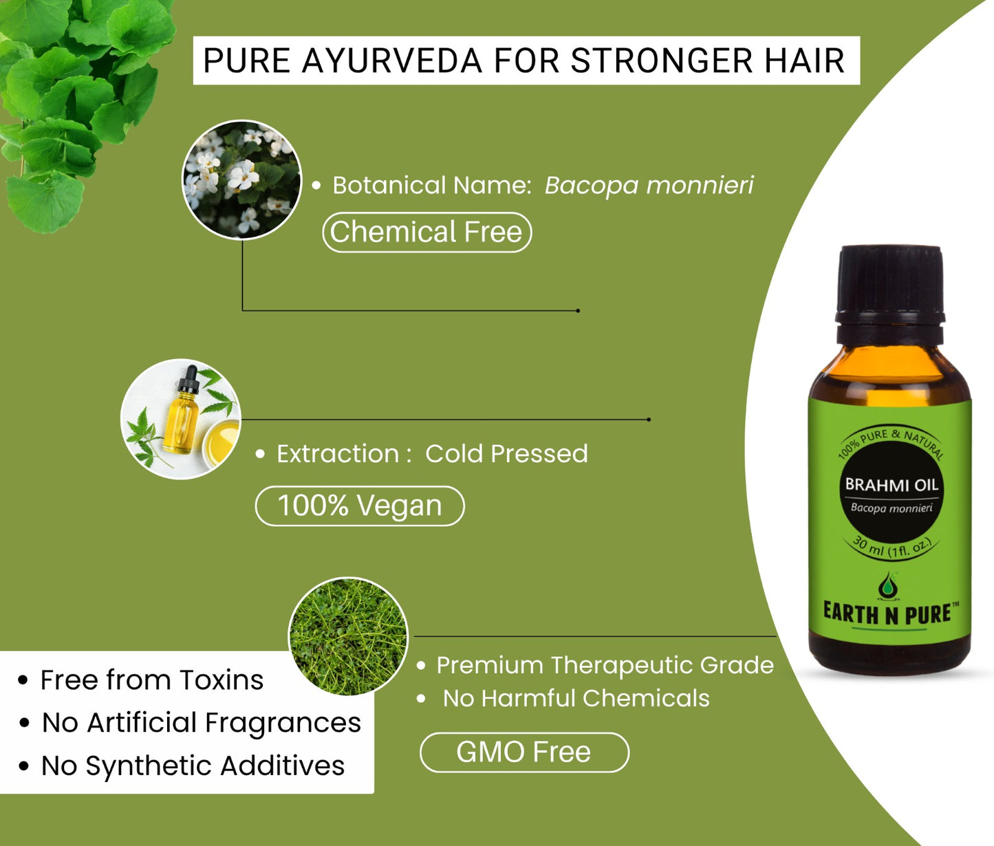 Earth N Pure Brahmi Oil – Pure Oil for Hair Growth & Scalp Care Oil